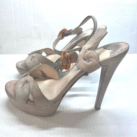 Prada Cream Stiletto Platform Heels 40.5 10.5 - Picture 8 of 12